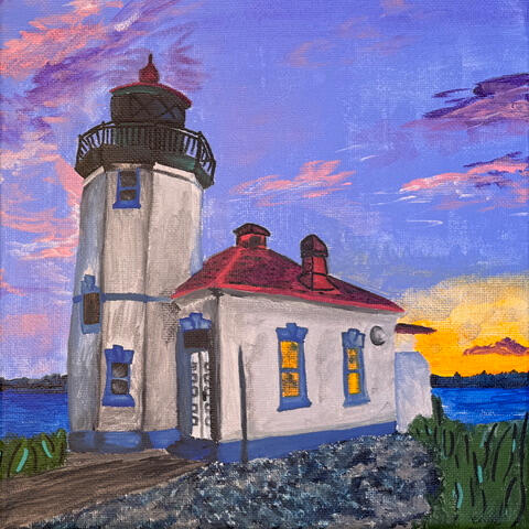 Alki Lighthouse Sunset